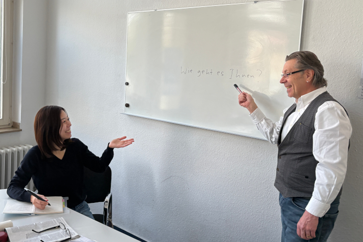 A photograph of Willi with his student
